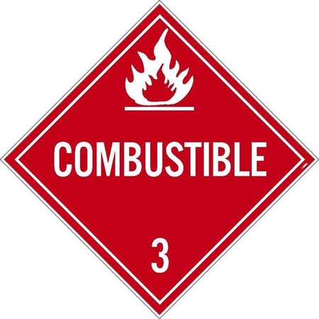 NMC PLACARD, COMBUSTIBLE 3,  DL9TB50